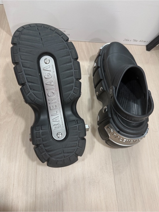 Balenciaga Black Platform Clog Boots with Silver Hardware